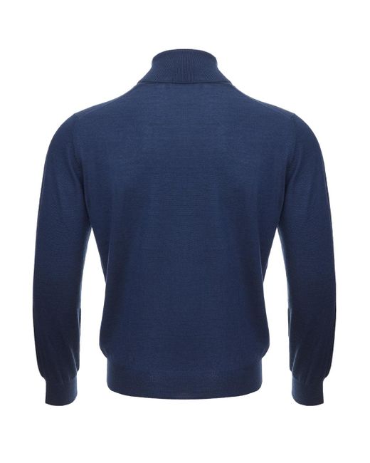 Gran Sasso Blue Cashmere And Silk Turtleneck Sweater for men