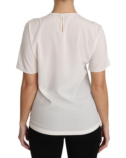 Dolce & Gabbana White Dolce Gabbana Tsh3082 Family Appliqu Top