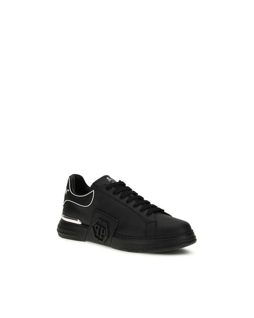 Philipp Plein Black Calf Leather Bos Taurus Low Top Sneakers for men