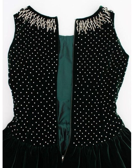Dolce & Gabbana Black Velvet Crystal Long Maxi Dress