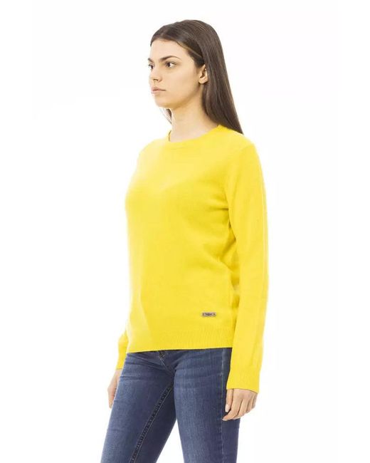 Baldinini Yellow Chic Wool-Cashmere Crewneck Sweater