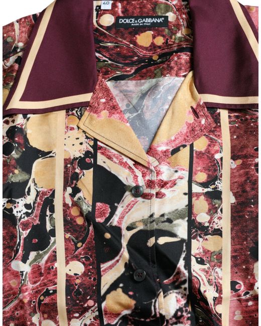 Dolce & Gabbana Red Button Down Silk Shirt for men