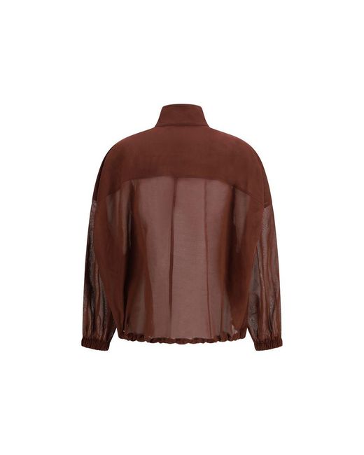 Brunello Cucinelli Brown Multicolor Cotton Shell Jacket