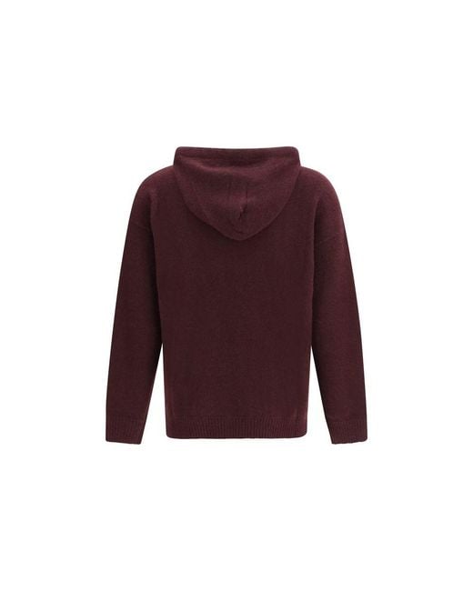 Laneus Purple Bordeaux Cashmere Hoodie for men