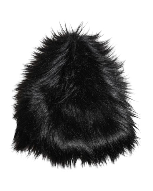 Dolce & Gabbana Black Acrylic Fur Bucket Hat