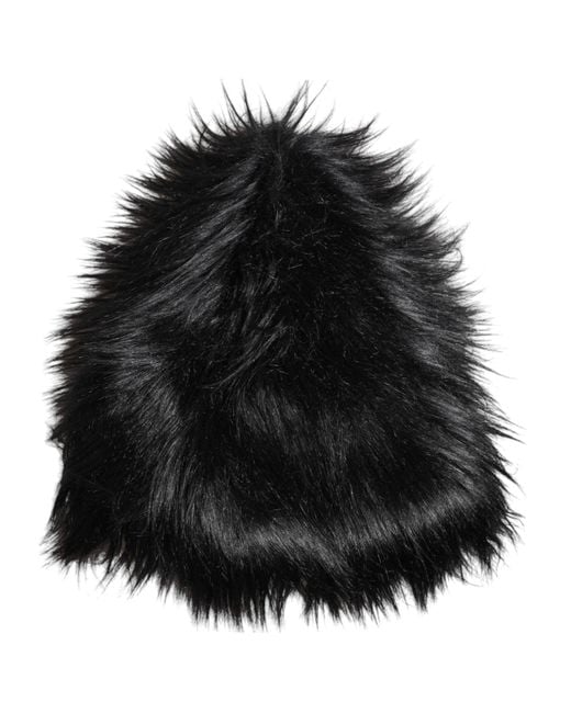 Dolce & Gabbana Black Acrylic Fur Bucket Hat