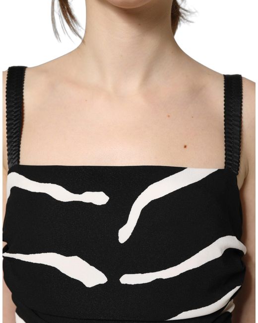Dolce & Gabbana Black White Zebra Cady Calf Length Dress