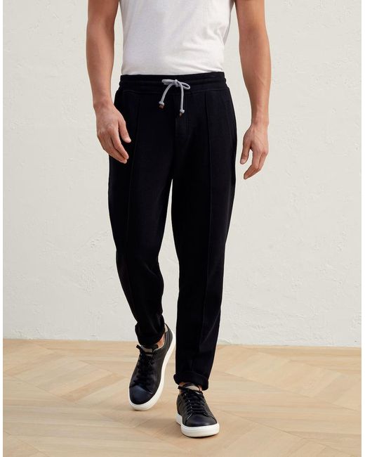 Brunello Cucinelli Black Cotton Joggers (workout Pants) for men