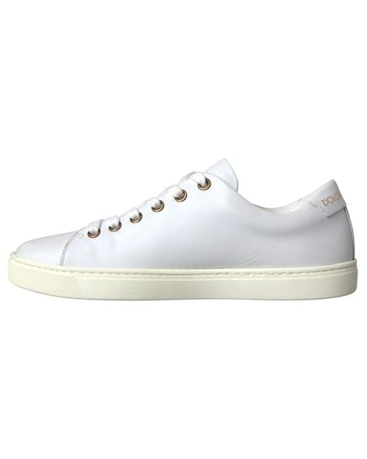 Dolce & Gabbana Multicolor White Leather Gold Red Heart Sneakers Shoes for men