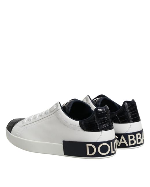 Dolce & Gabbana Multicolor White Black Leather Portofino Sneaker Shoes for men