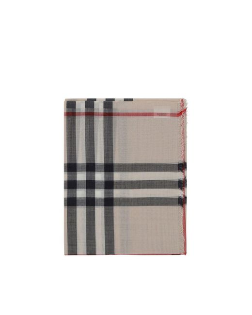 Burberry Gray Beige Wool Oves Aries Scarf