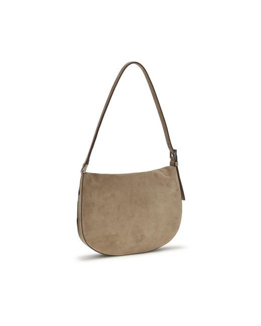 SAVETTE Brown Beige Calf Leather Bos Taurus Shoulder Bag