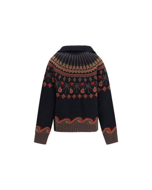 Alanui Black Multicolor Wool Oves Aries Cardigan