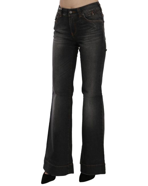 John Galliano Black Svelte Mid Waist Flared Denim