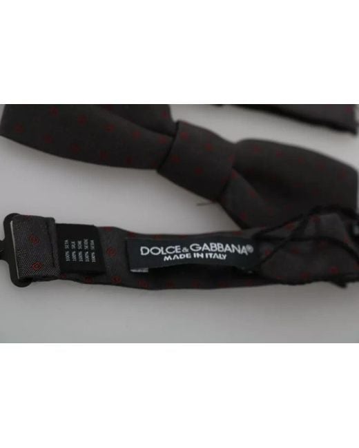 Dolce & Gabbana Black Dotted Silk Adjustable Neck Bow Tie for men
