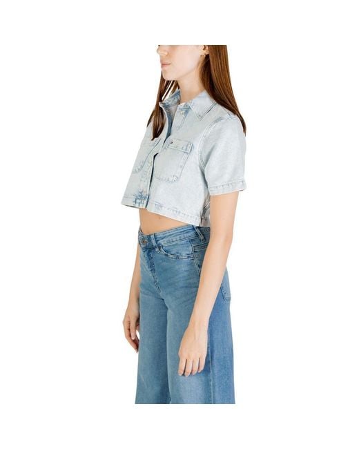 Tommy Hilfiger Light Blue Recycled Cotton Shortsleeve Shirt