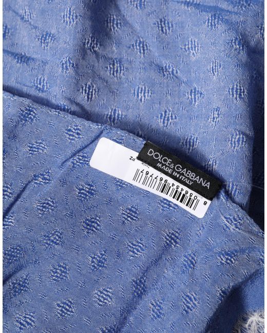Dolce & Gabbana Blue Lace Stole Cotton Neck Wrap Shawl Scarf for men