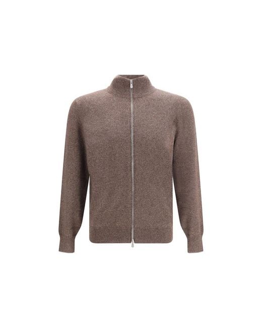 Brunello Cucinelli Brown Cashmere Cardigan for men