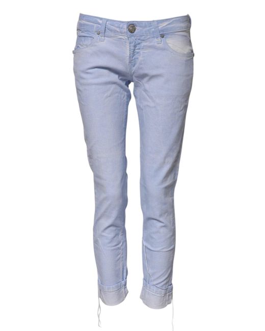 Acht Light Blue Cotton Slim Fit Denim Low Waist Denim Jeans for men