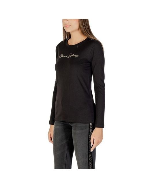 ARMANI EXCHANGE Black Bicolor Cotton Long Sleeve T