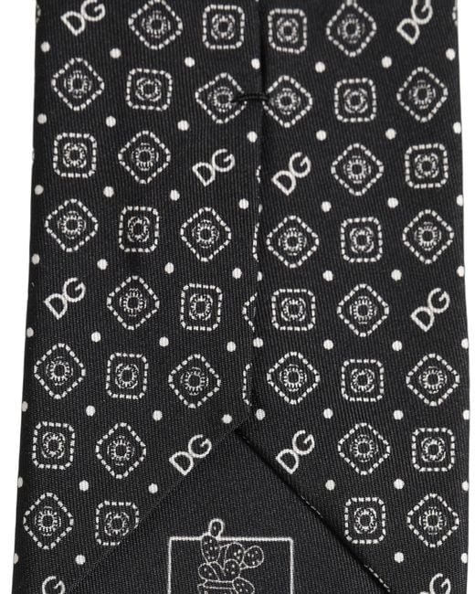 Dolce & Gabbana Men Black Dg Logo 100% Silk Adjustable Tied Necktie Tie for men