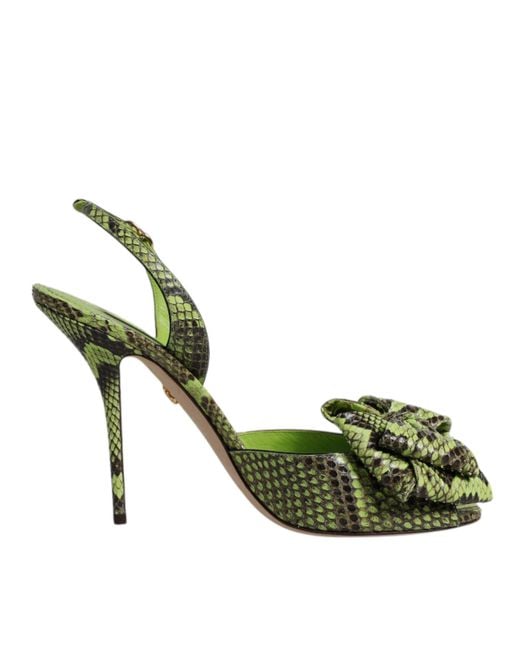 Dolce & Gabbana Green Python Leather Heels Sandals Shoes for men