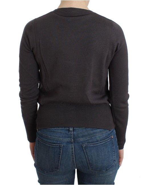 John Galliano Gray Elegant Sequined Wool Cardigan
