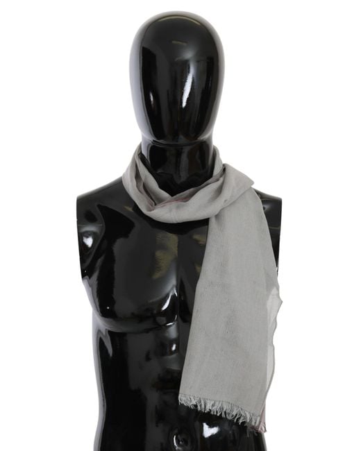 CoSTUME NATIONAL Black Fringe Neck Wrap Cotton Scarf Gray Ms1525bg for men