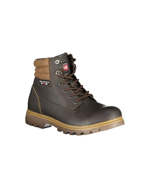 Carrera Brown Elegant Lace-Up Boots With Contrast Details for men