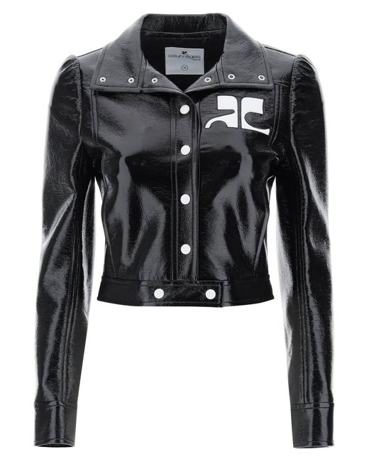 Courreges Black Re Edition Jacket In Coated Cotton