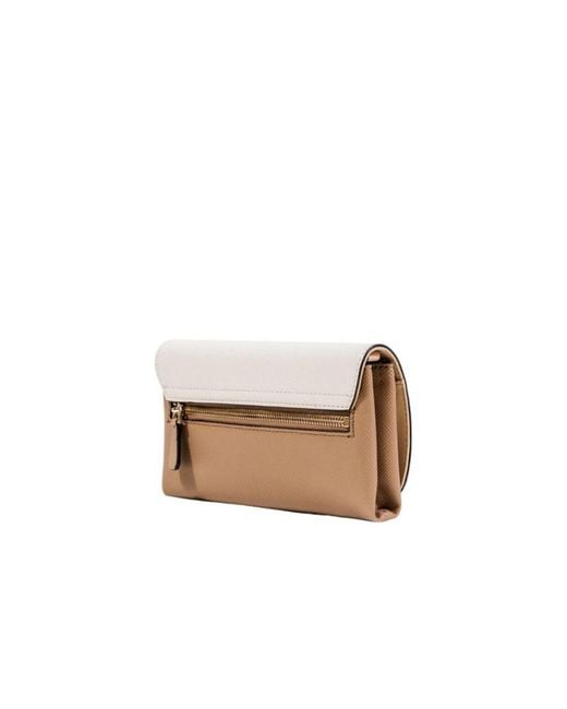 Guess White Beige Polyethylene Clutch Bag