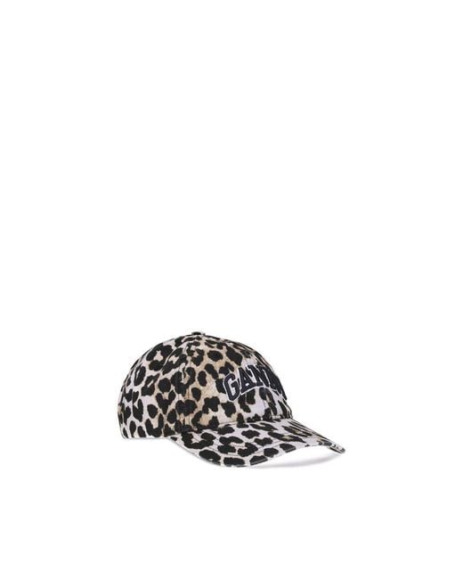 Ganni Black Multicolor Cotton Cap (baseball Hat)