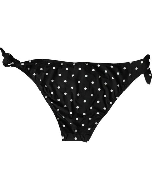 Dolce & Gabbana Black Polka Dot Swimwear Beachwear Bottom Bikini