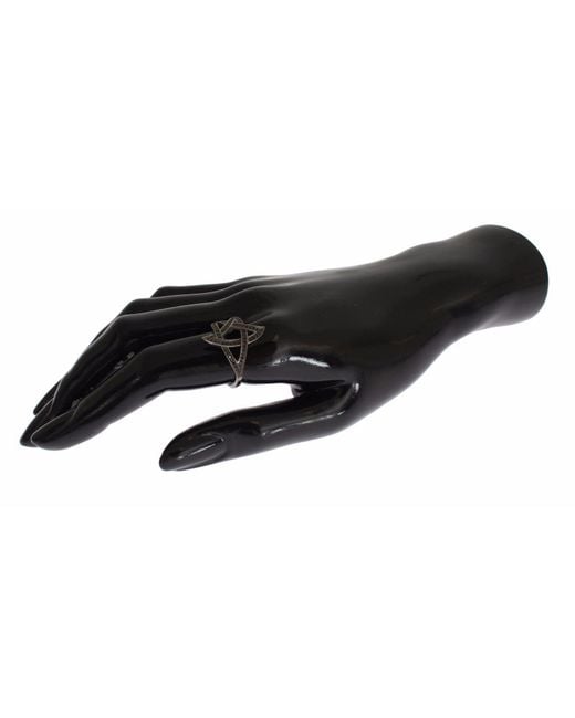 Nialaya Black Cz Rhodium 925 Silver S Ring