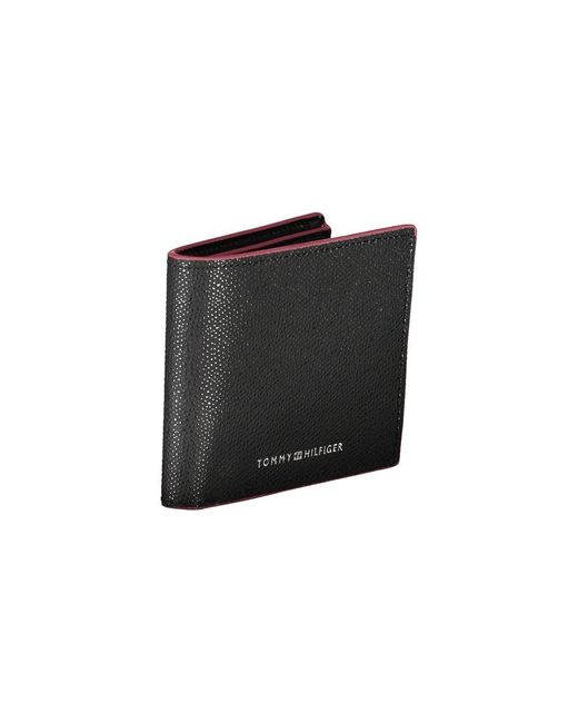 Tommy Hilfiger Black Elegant Leather Bifold Wallet With Contrast Accents for men