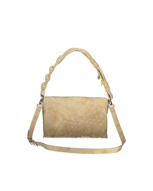 Desigual Metallic Beige Polyurethane Handbag