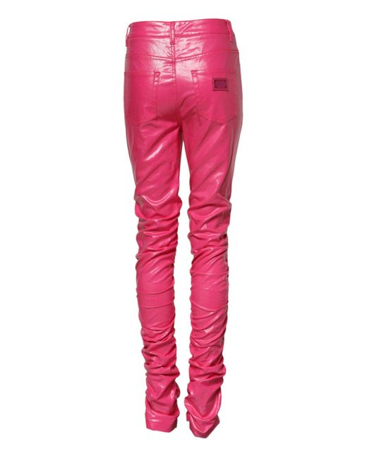 Dolce & Gabbana Pink Cotton High Waisted Skinny Denim Jeans for men