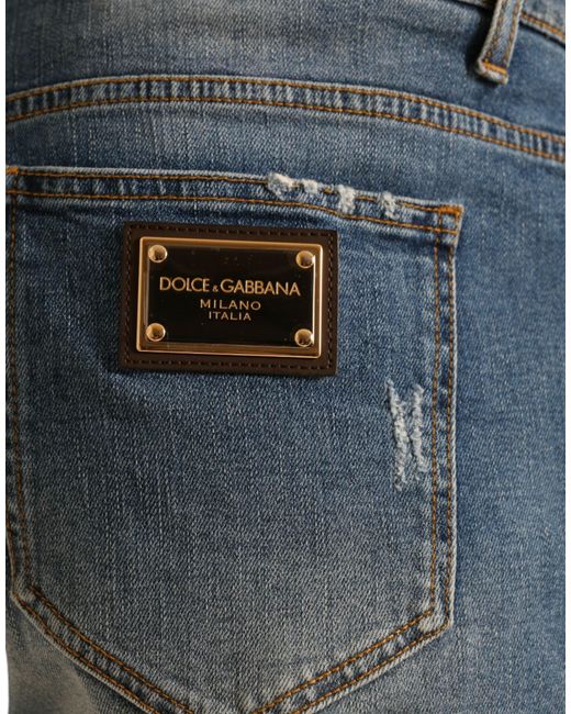 Dolce & Gabbana Blue Washed Cotton Bermuda Denim Shorts for men