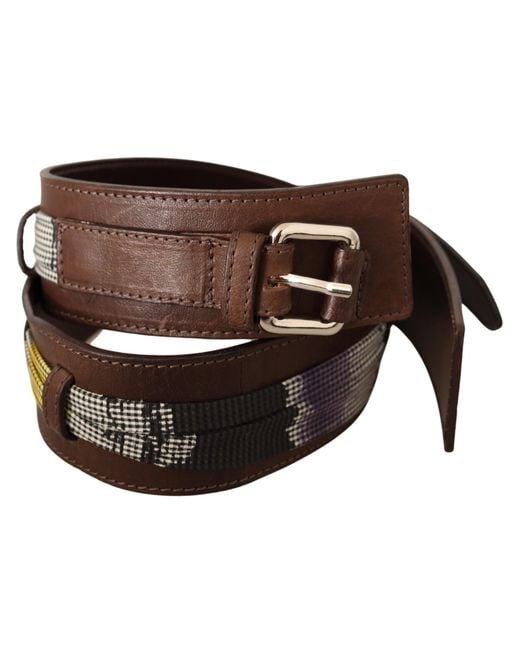 CoSTUME NATIONAL Brown Leather Silver Buckle Belt