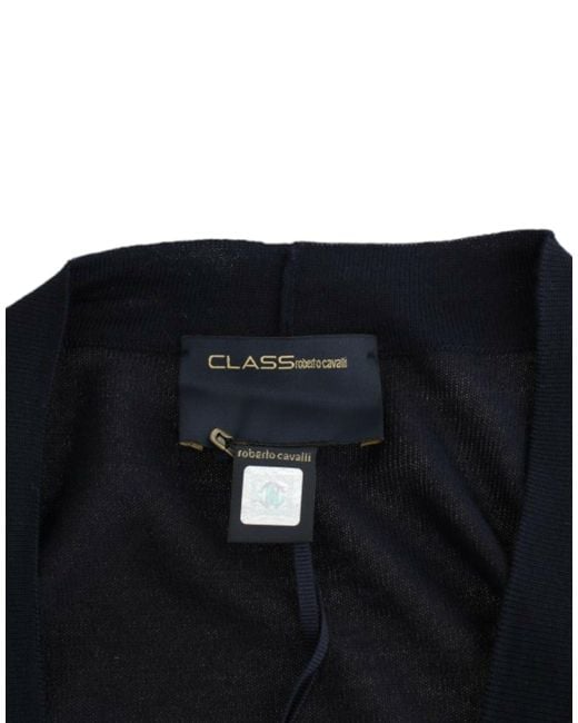 Roberto Cavalli Black Elegant Cropped Virgin Wool Cardigan