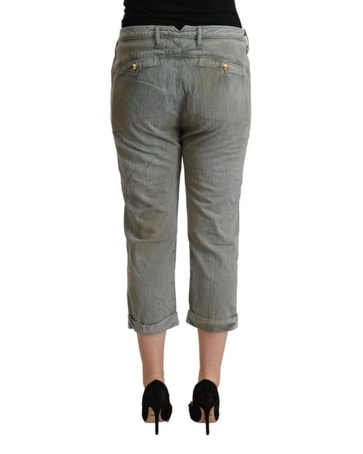 CYCLE Gray 100% Cotton Mid Waist Skinny Cropped Pants