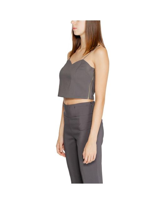 Rinascimento Black Gray Polyester Tops & T