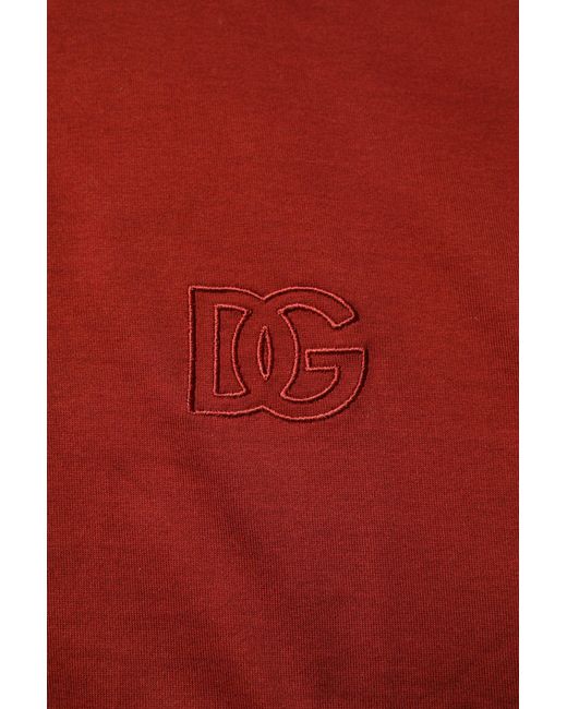 Dolce & Gabbana Red Cotton Dg Logo Collared Men Polo T for men
