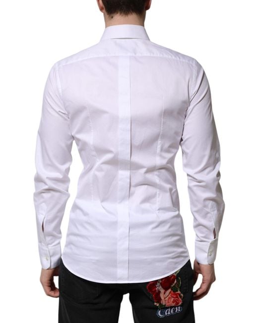Dolce & Gabbana White Cotton Long Sleeve Dress Shirt for men