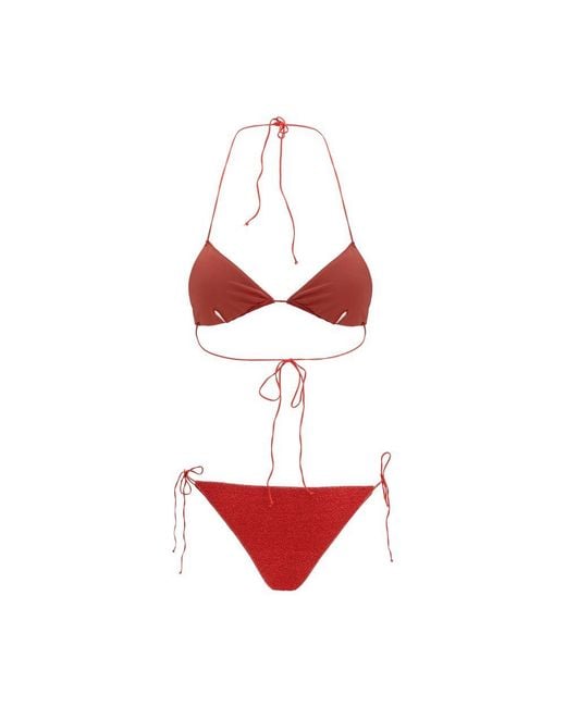 Oseree Red Multicolor Elastane Bikini
