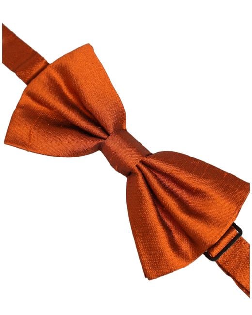 Dolce & Gabbana Men Orange 100% Silk Adjustable Neck Papillon Bow Tie for men