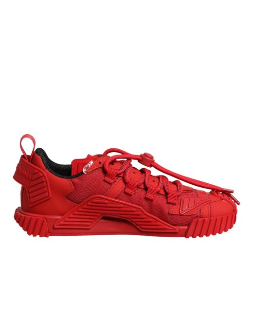 Dolce & Gabbana Red Logo Lace Low Top Ns1 Sneakers Shoes