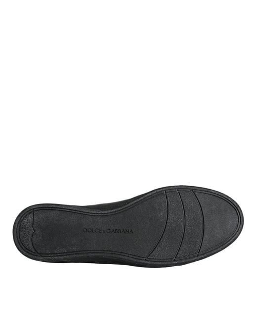 Dolce & Gabbana Black Leather Classic Sneakers Shoes