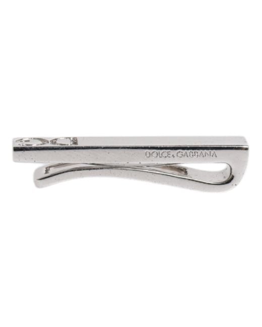 Dolce & Gabbana Metallic Tone Brass Logo Branded Tie Clip Bar for men