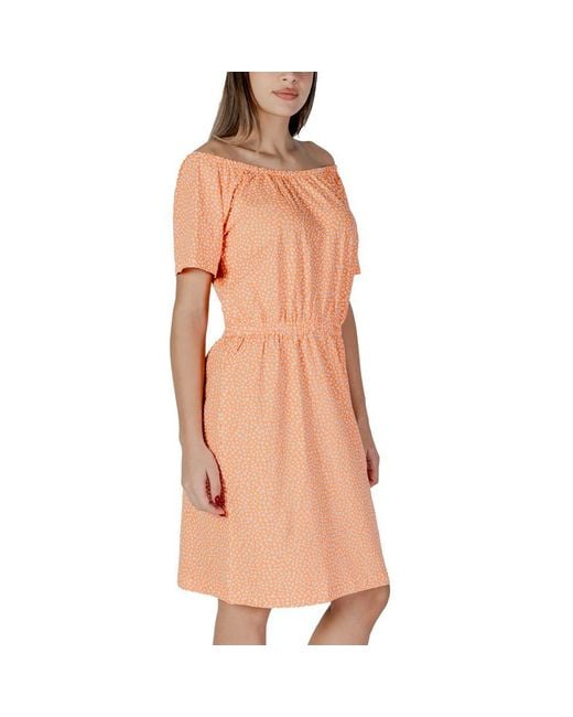 B.Young Orange Cotton Short Dress
